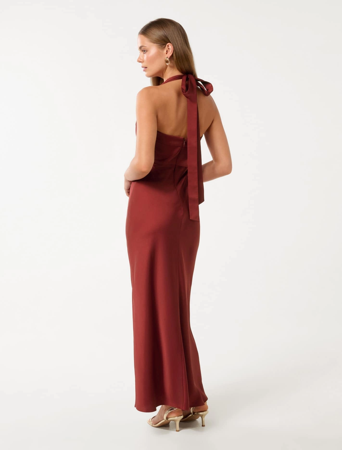 Alice Halter Satin Maxi Dress