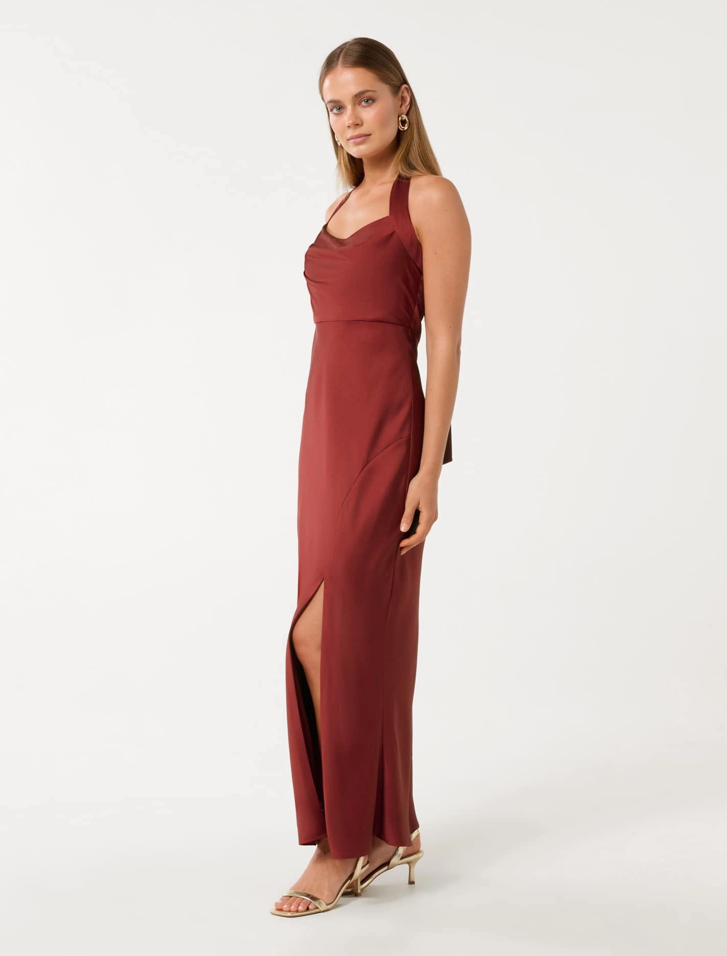 Alice Halter Satin Maxi Dress
