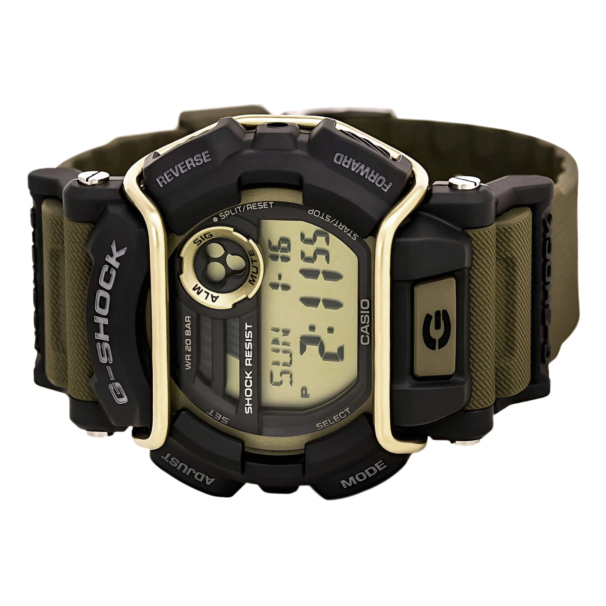 Casio Men's G-Shock Digital Grey Dial Green Resin Strap World Time Dive Watch | GD400-9