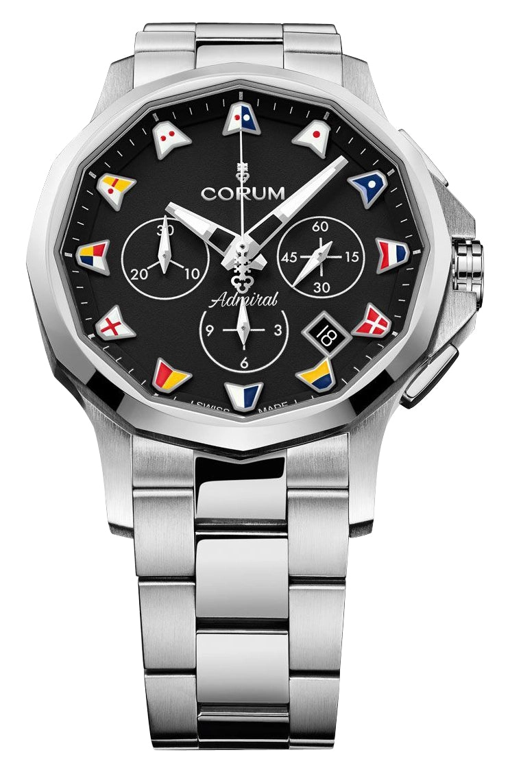 Corum Admiral 42 Automatic Chronograph Stainless Steel Black Dial Date Mens Watch 984.111.20/V705 AN52