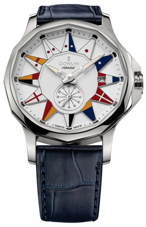 Corum Admiral Legend 42 Automatic Stainless Steel White Dial Blue Leather Strap Date Mens Watch 395.101.20/0F03 AA12