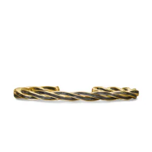 DY Helios Cuff Bracelet in 18K Yellow Gold with Forged Carbon, 6mm
