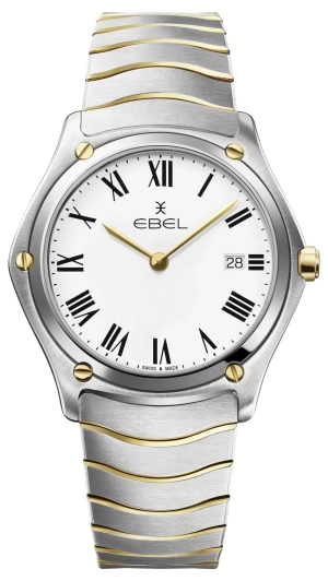 Ebel Sport Classic Stainless Steel & Gold White Dial Date Quartz Mens Watch 1216567