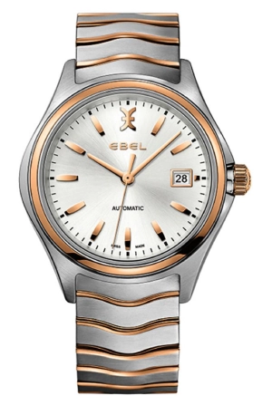 Ebel Wave Automatic Stainless Steel & Rose Gold Silver-Tone Dial Date Mens Watch 1216204