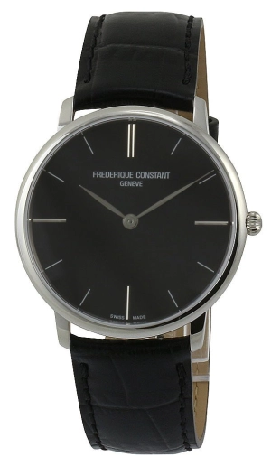 Frederique Constant Slimline Stainless Steel Mens Strap Watch Black Dial FC-200G5S36