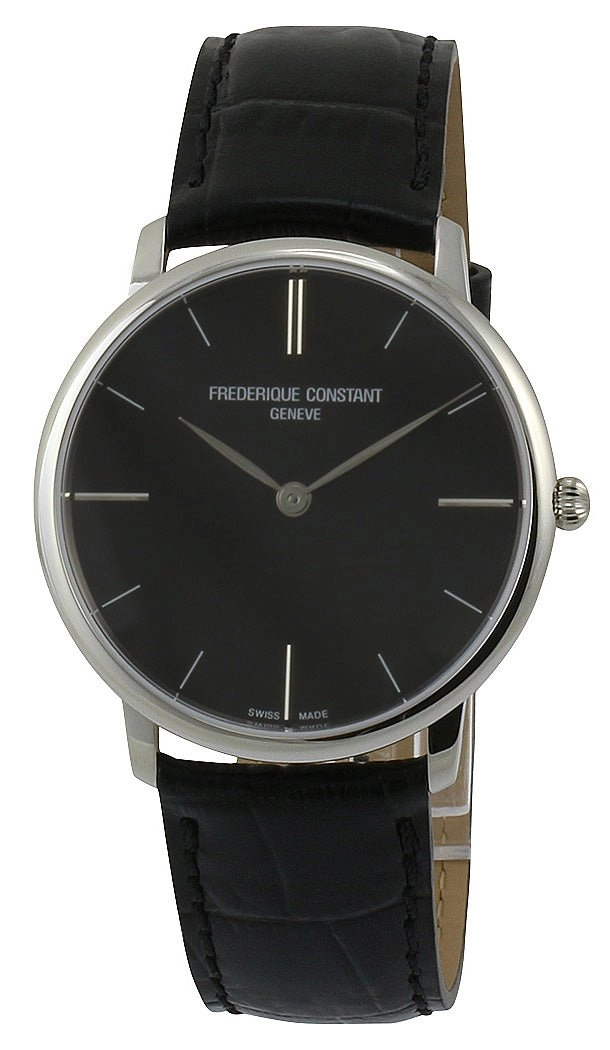 Frederique Constant Slimline Stainless Steel Mens Strap Watch Black Dial FC-200G5S36