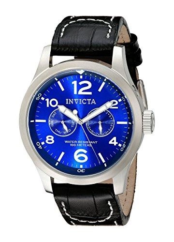 Invicta 10490 Men's I-Force Specialty Blue Dial Black Leather Strap Watch