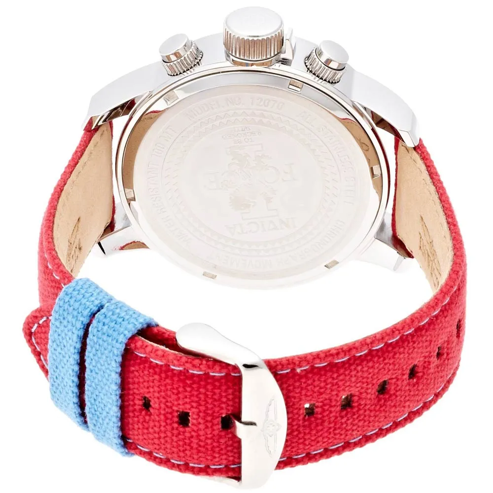 Invicta 12070 Men's I-Force Lefty Black Dial Red Fabric &#38; Leather Strap Chronograph Watch