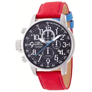 Invicta 12070 Men's I-Force Lefty Black Dial Red Fabric &#38; Leather Strap Chronograph Watch
