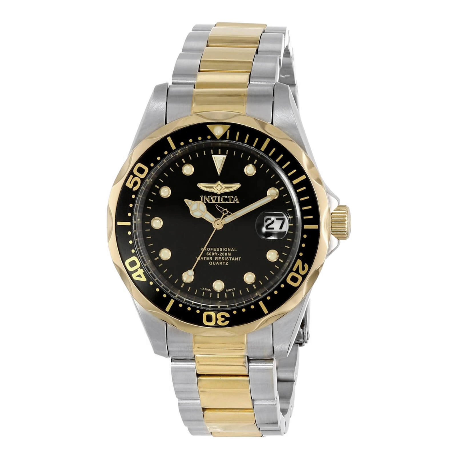 Invicta 17049 Men's Pro Diver Black Dial Two Tone Bracelet Dive Watch