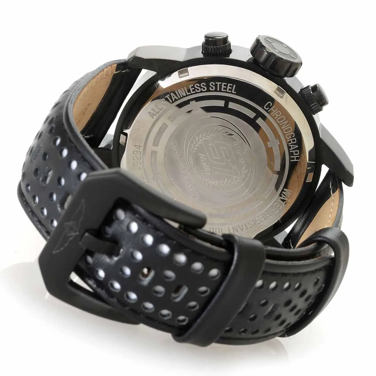 Invicta 19294 Men's S1 Rally White Dial Black & White Leather Strap Chrono GMT Watch