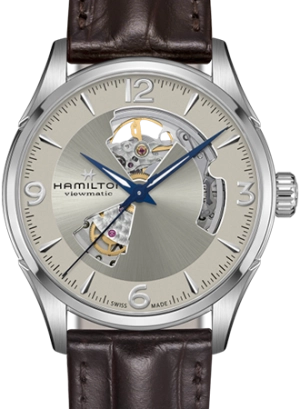Jazzmaster Open Heart Auto Silver - Leather Ref. H32705521
