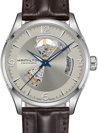 Jazzmaster Open Heart Auto Silver - Leather Ref. H32705521