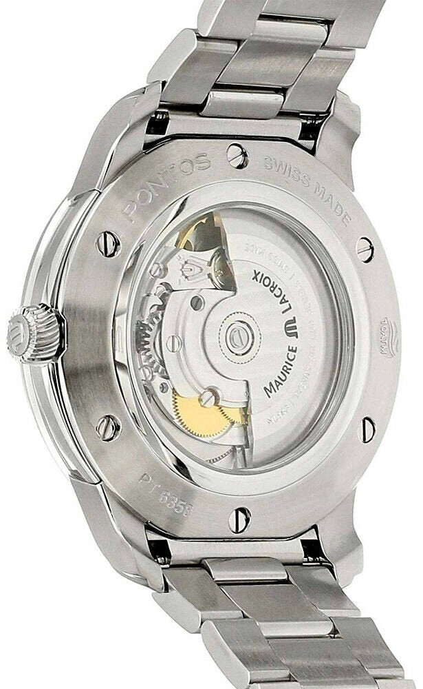 Maurice Lacroix Pontos Stainless Steel Blue Dial Day-Date Automatic Mens Watch PT6358-SS002-430-1