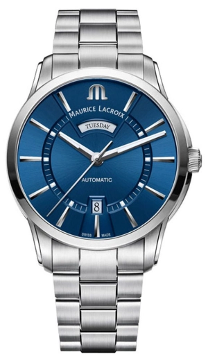 Maurice Lacroix Pontos Stainless Steel Blue Dial Day-Date Automatic Mens Watch PT6358-SS002-430-1