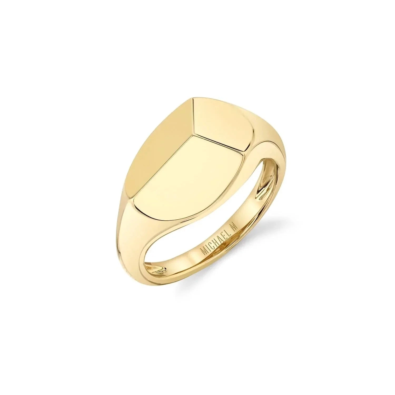 Michael M 14 Karat Yellow Gold Geometric Signet Ring SZ 6.5