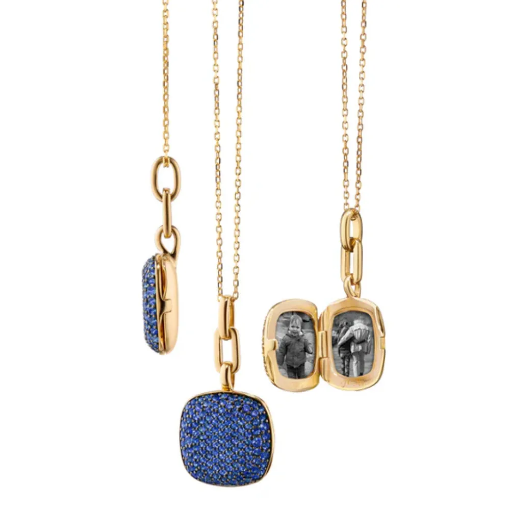 Monica Rich Kosann Slim Rae Locket Necklace with Blue Sapphires