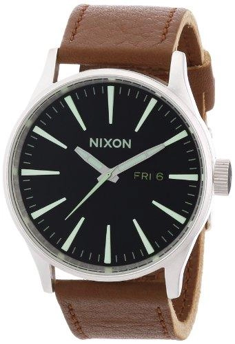 Nixon A1051037 Men's Sentry Black Dial Brown Leather Strap Watch