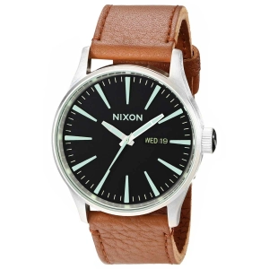 Nixon A1051037 Men's Sentry Black Dial Brown Leather Strap Watch