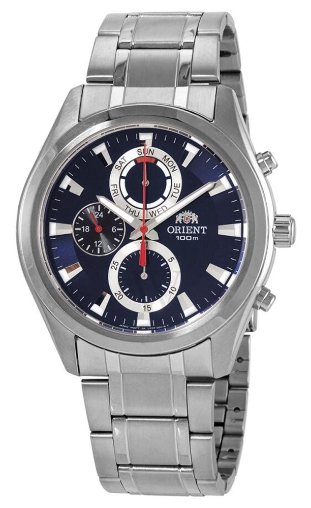 Orient Chronograph Stainless Steel Blue Dial Quartz Day-Date Mens Watch FUY07001D0