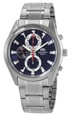 Orient Chronograph Stainless Steel Blue Dial Quartz Day-Date Mens Watch FUY07001D0