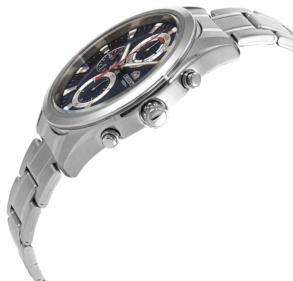 Orient Chronograph Stainless Steel Blue Dial Quartz Day-Date Mens Watch FUY07001D0