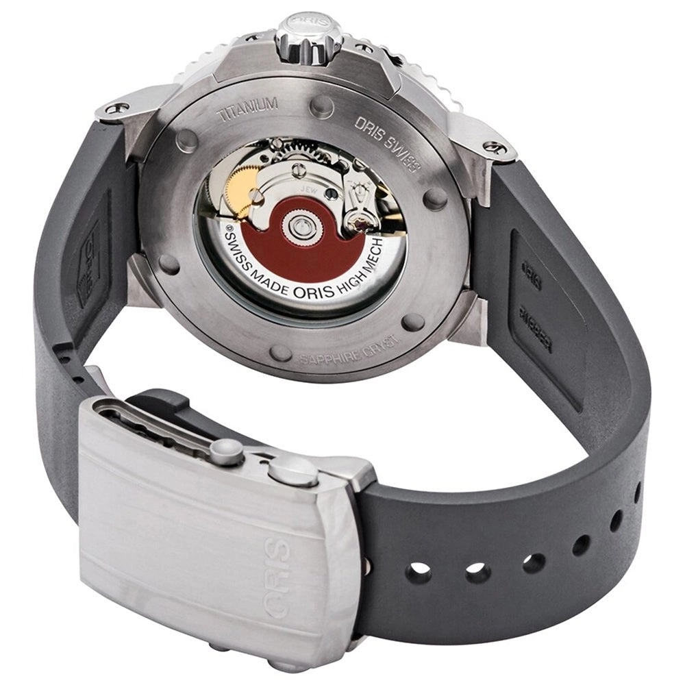 Oris Aquis Titanium Date Automatic Gray Dial Gray Rubber Strap Divers Mens Watch 733 7730 7153-07 4 24 63TEB