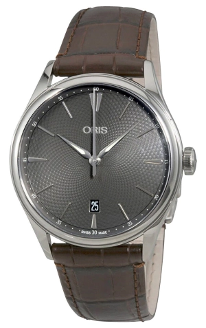 Oris Artelier Date Automatic Stainless Steel Gray Dial Brown Leather Strap Mens Watch 733 7721 4053-07 5 21 65FC