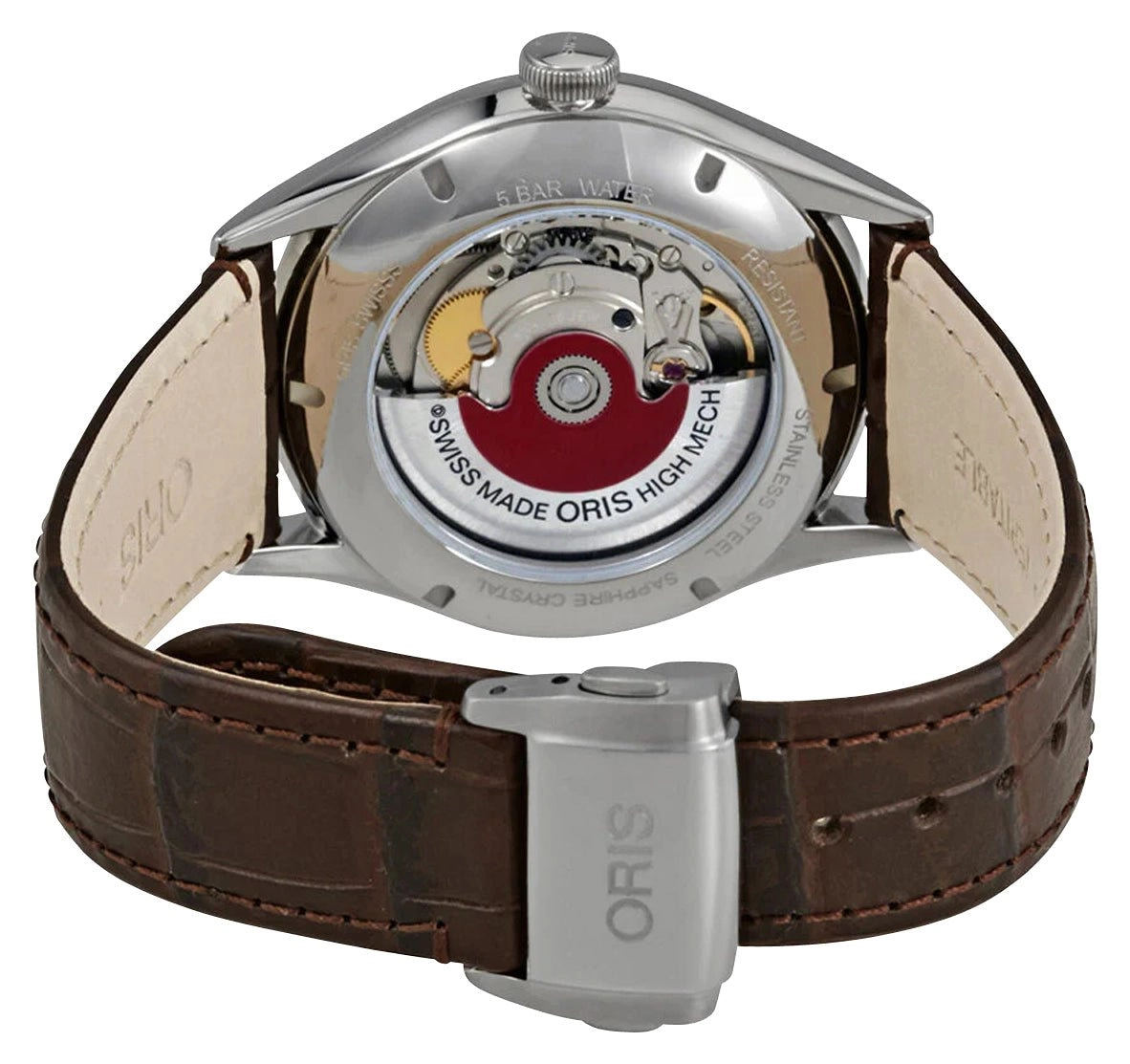 Oris Artelier Date Automatic Stainless Steel Gray Dial Brown Leather Strap Mens Watch 733 7721 4053-07 5 21 65FC