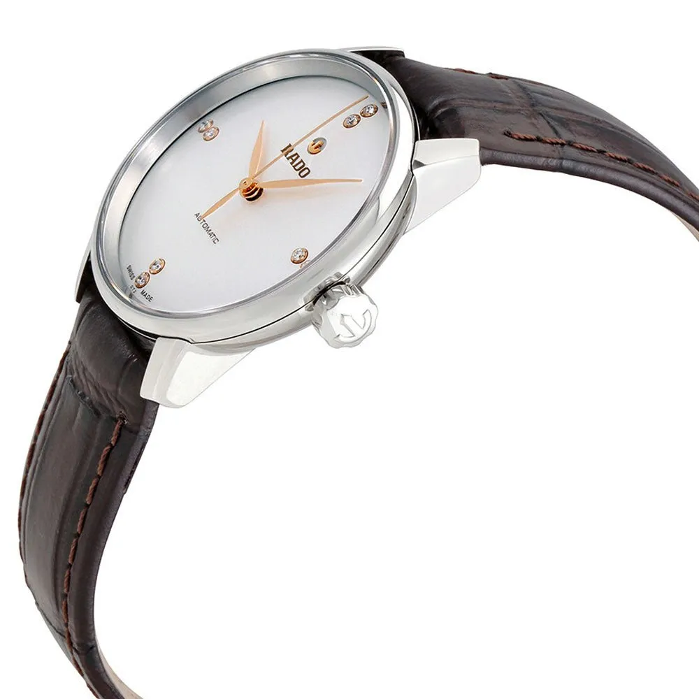 Rado Coupole Classic L Silver Dial Brown Leather Strap Automatic Mens Watch R22860725