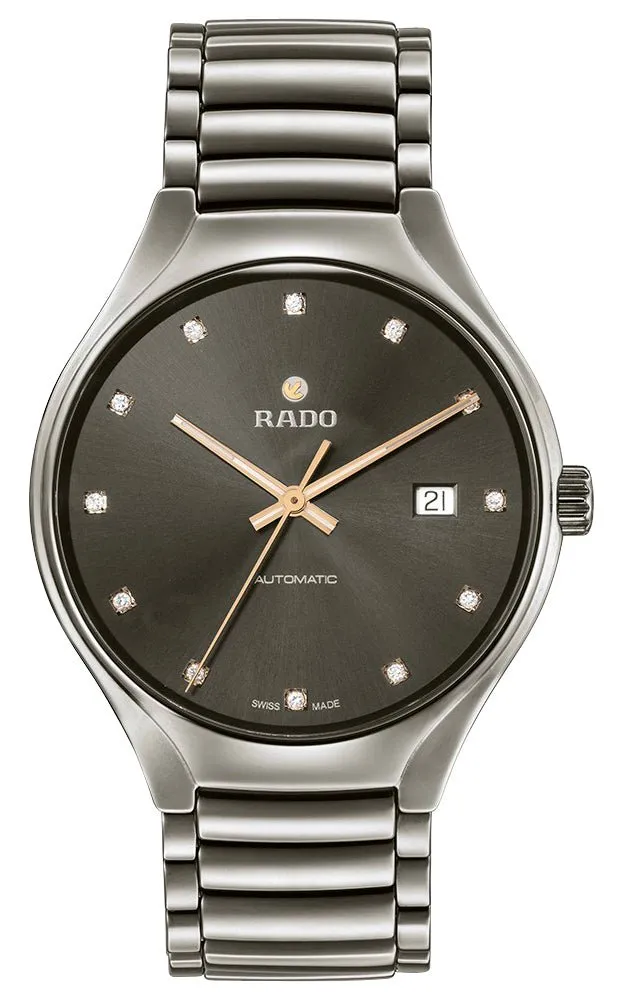 Rado True Automatic Diamonds Plasma High-Tech Ceramic Grey Dial Date Unisex Watch R27057732