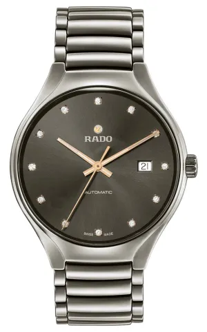 Rado True Automatic Diamonds Plasma High-Tech Ceramic Grey Dial Date Unisex Watch R27057732