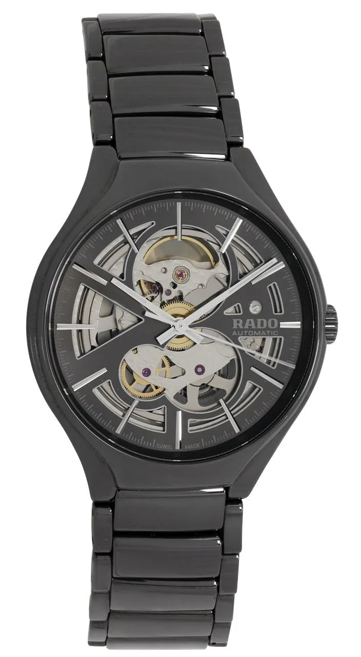 Rado True Automatic Open Heart Ceramic Grey Dial Mens Watch R27100112