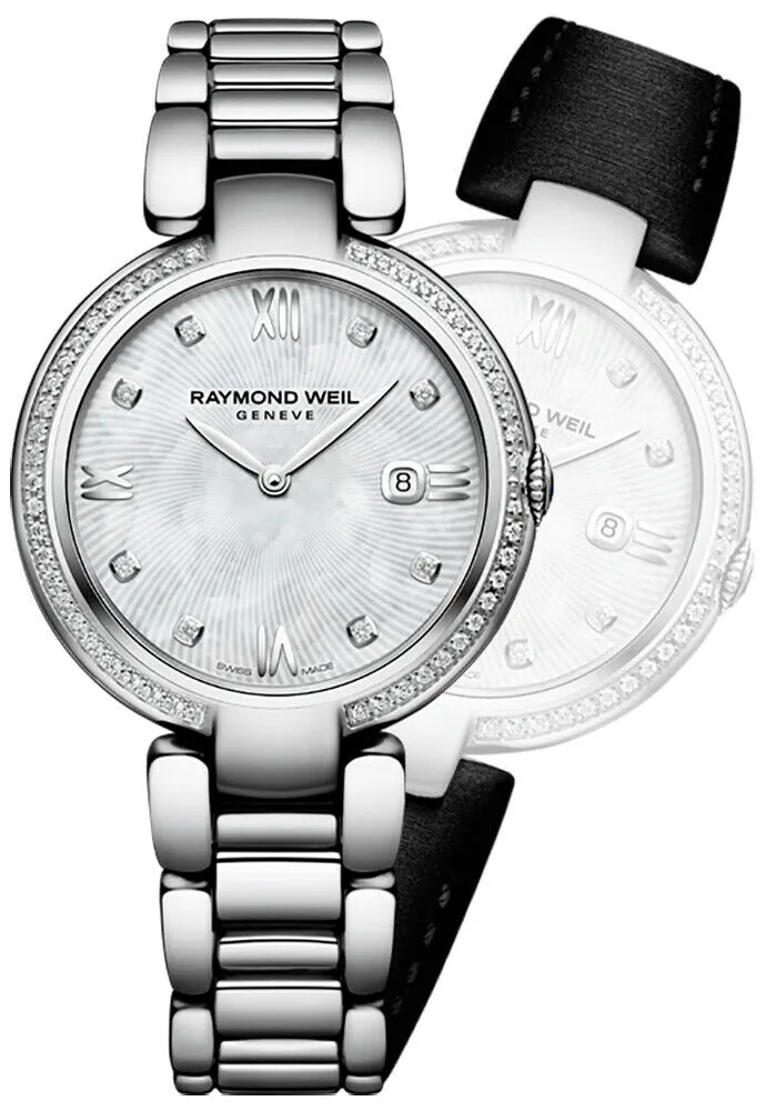 Raymond Weil Shine Stainless Steel Quartz White Mother-of-Pearl Sunburst Women's Watch 1600-STS-00995