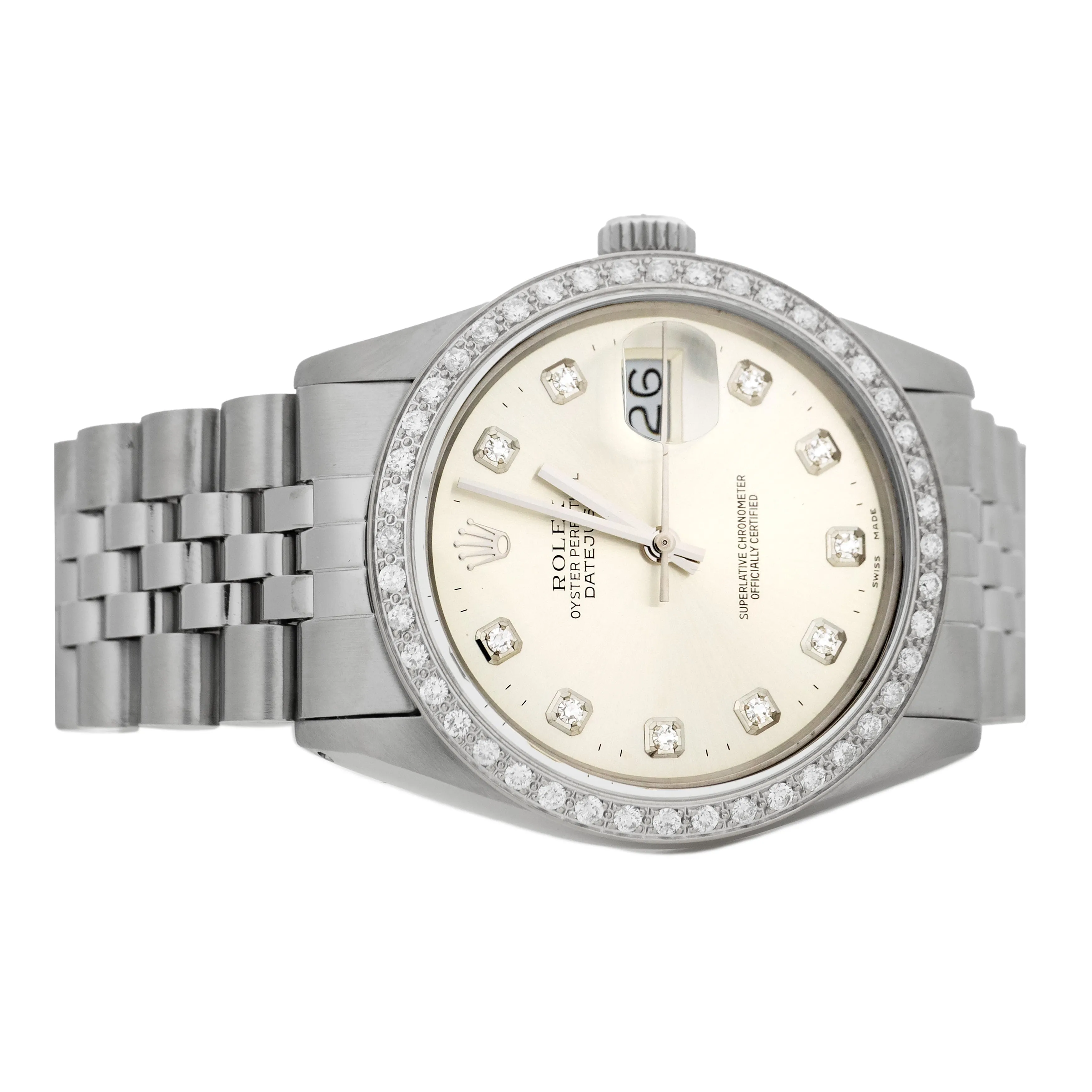 Rolex Datejust 36 Stainless Steel Silver Dial Diamond Jubilee 36mm 16014