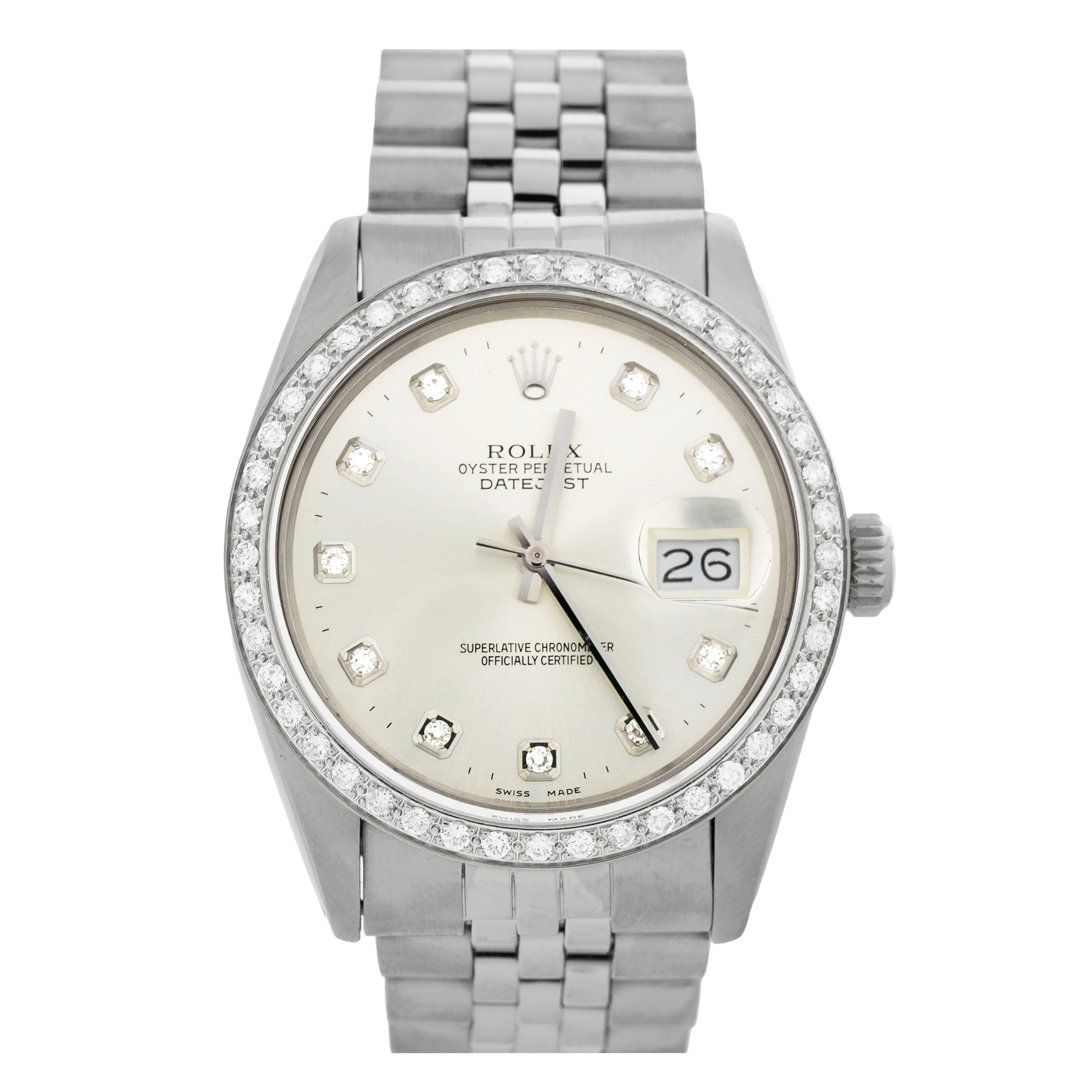 Rolex Datejust 36 Stainless Steel Silver Dial Diamond Jubilee 36mm 16014