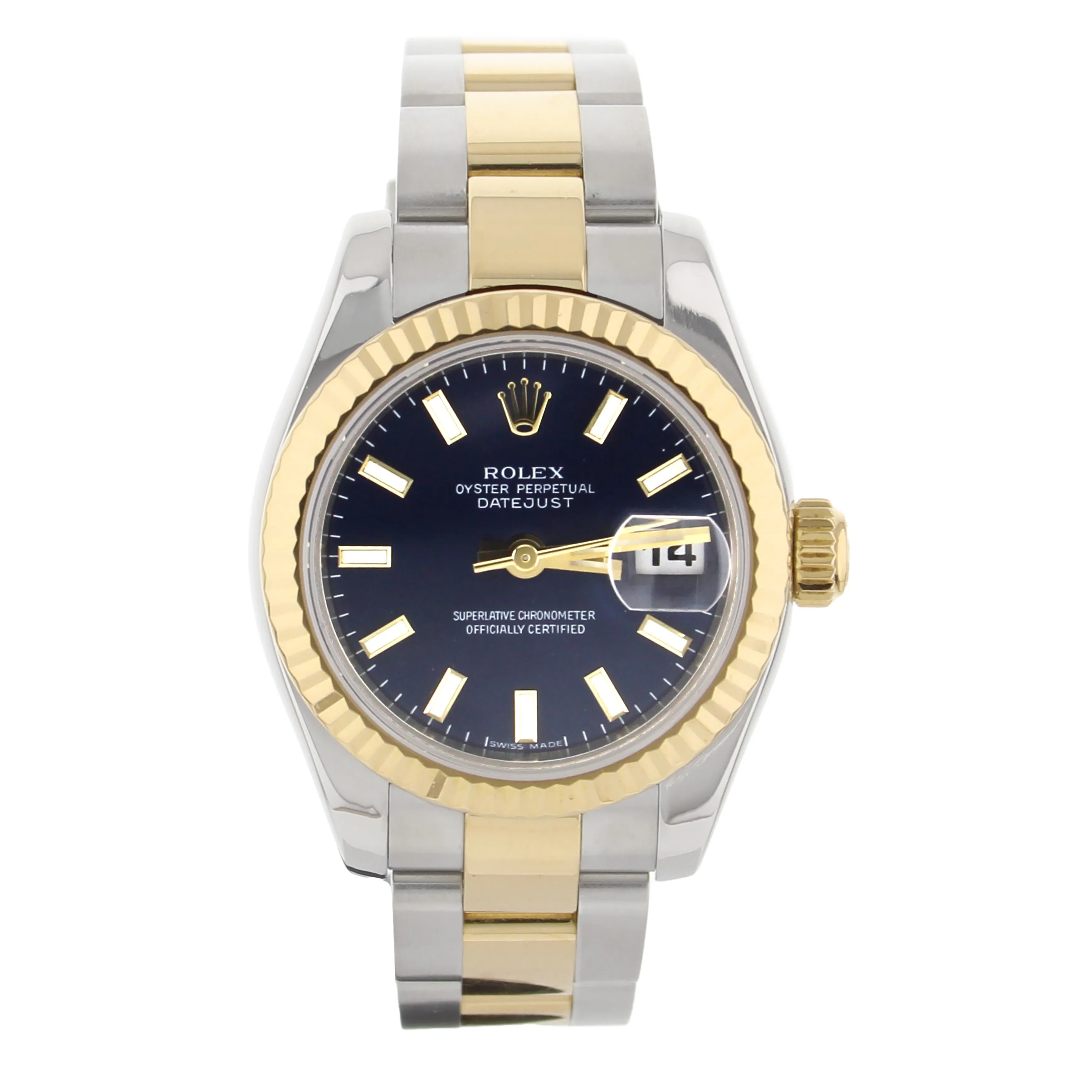 Rolex Datejust Stainless Steel Yellow Gold Blue Dial Oyster 26mm 169173