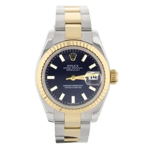 Rolex Datejust Stainless Steel Yellow Gold Blue Dial Oyster 26mm 169173