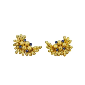 Sapphire Fan Clip On Earrings