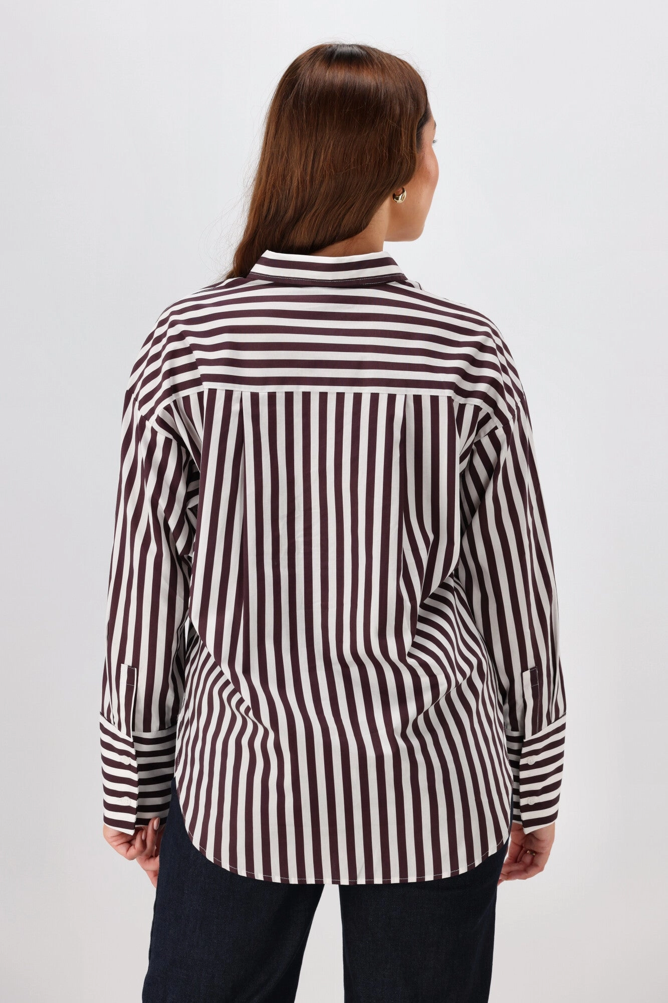 Shine On Label Kieran Angle Striped Shirt Chocolate White