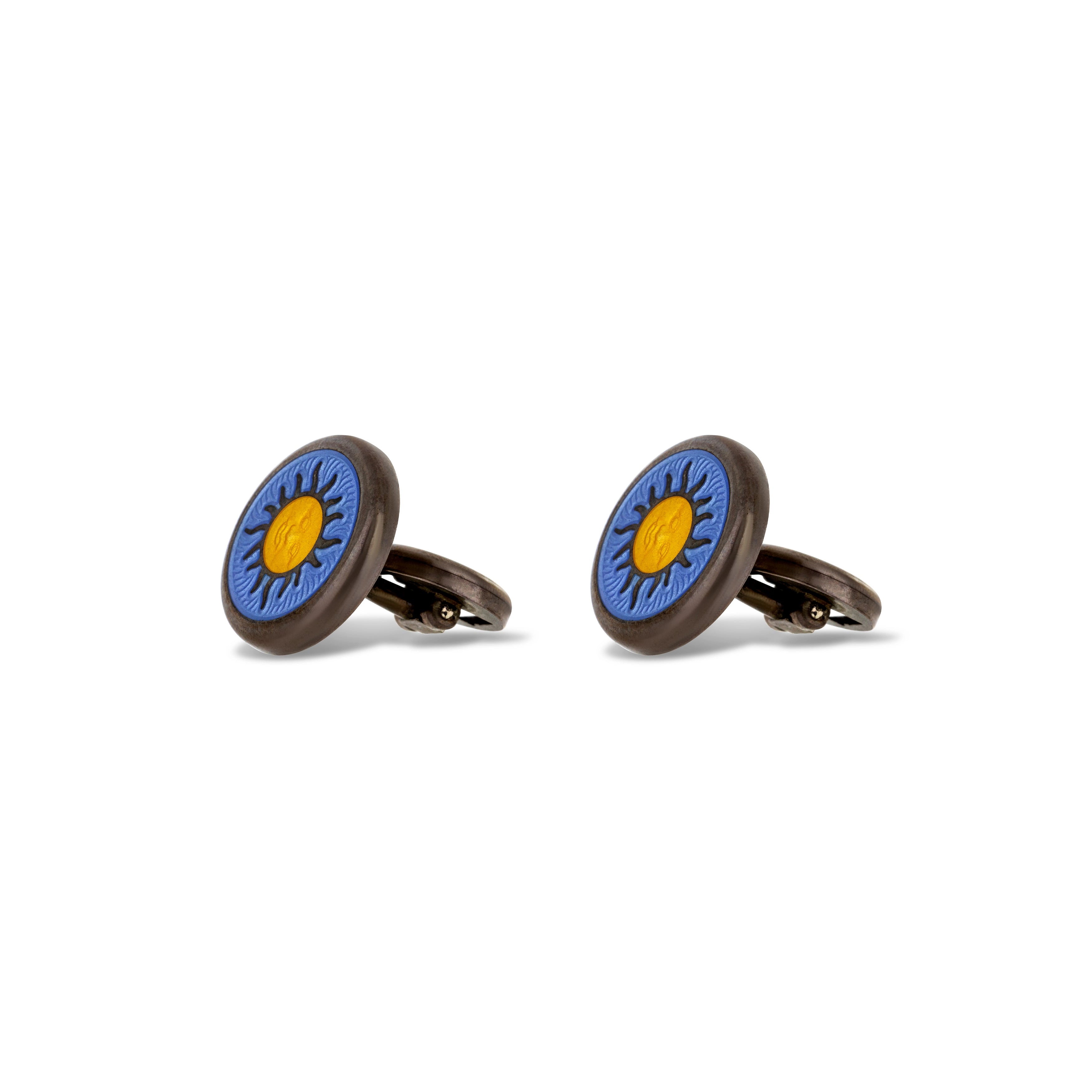 Sterling Silver Blue Background Celestial Cufflinks