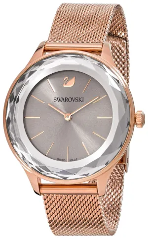 Swarovski Octea Nova Gray Dial Quartz Rose Gold PVD Steel Milanese Bracelet Women's Watch 5451634