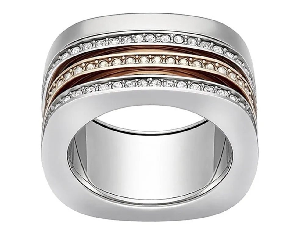 Swarovski Vio Rhodium & Rose Gold Plated Crystals Womens Ring Size 9 / 60 - 5184233