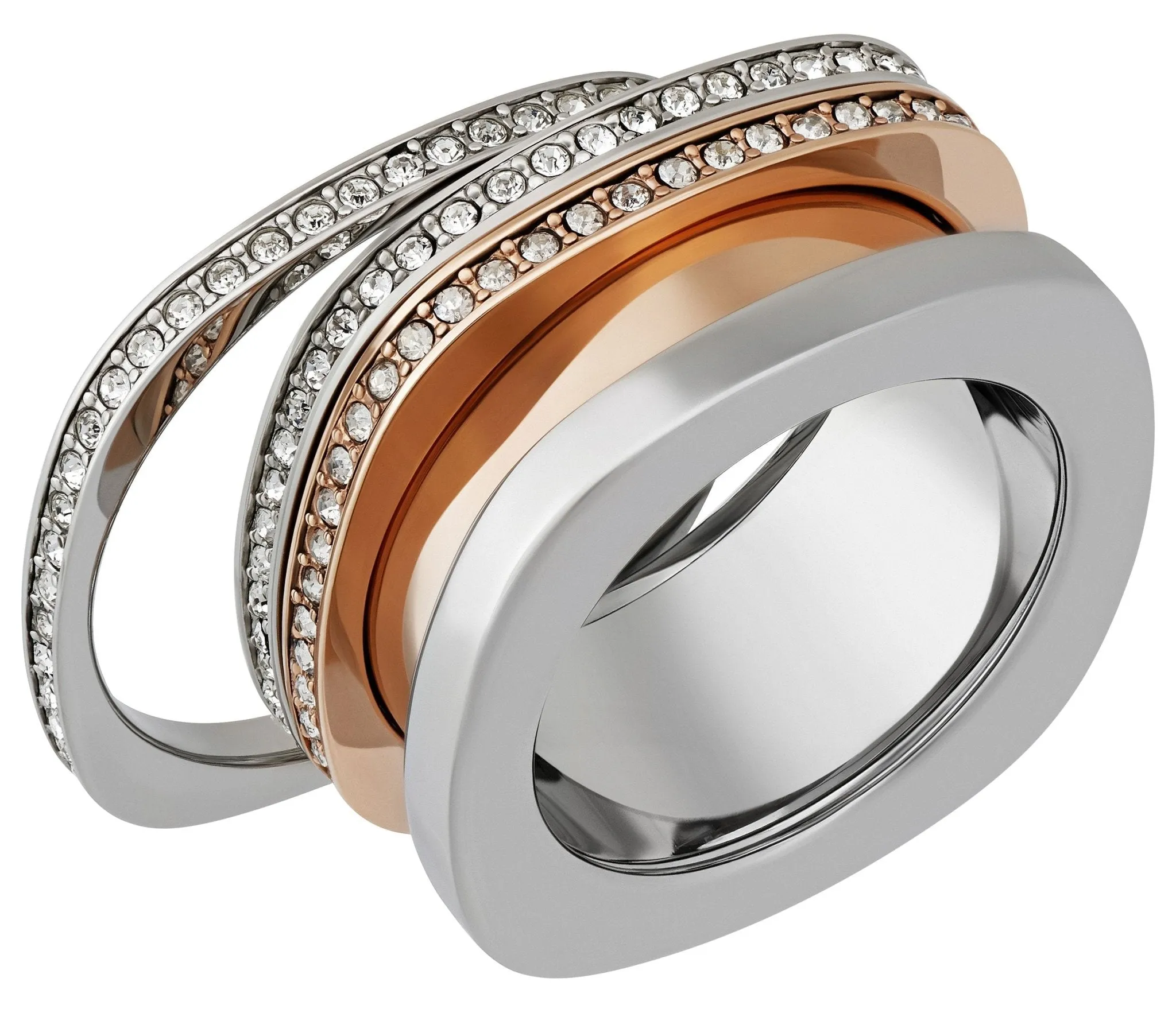 Swarovski Vio Rhodium & Rose Gold Plated Crystals Womens Ring Size 9 / 60 - 5184233