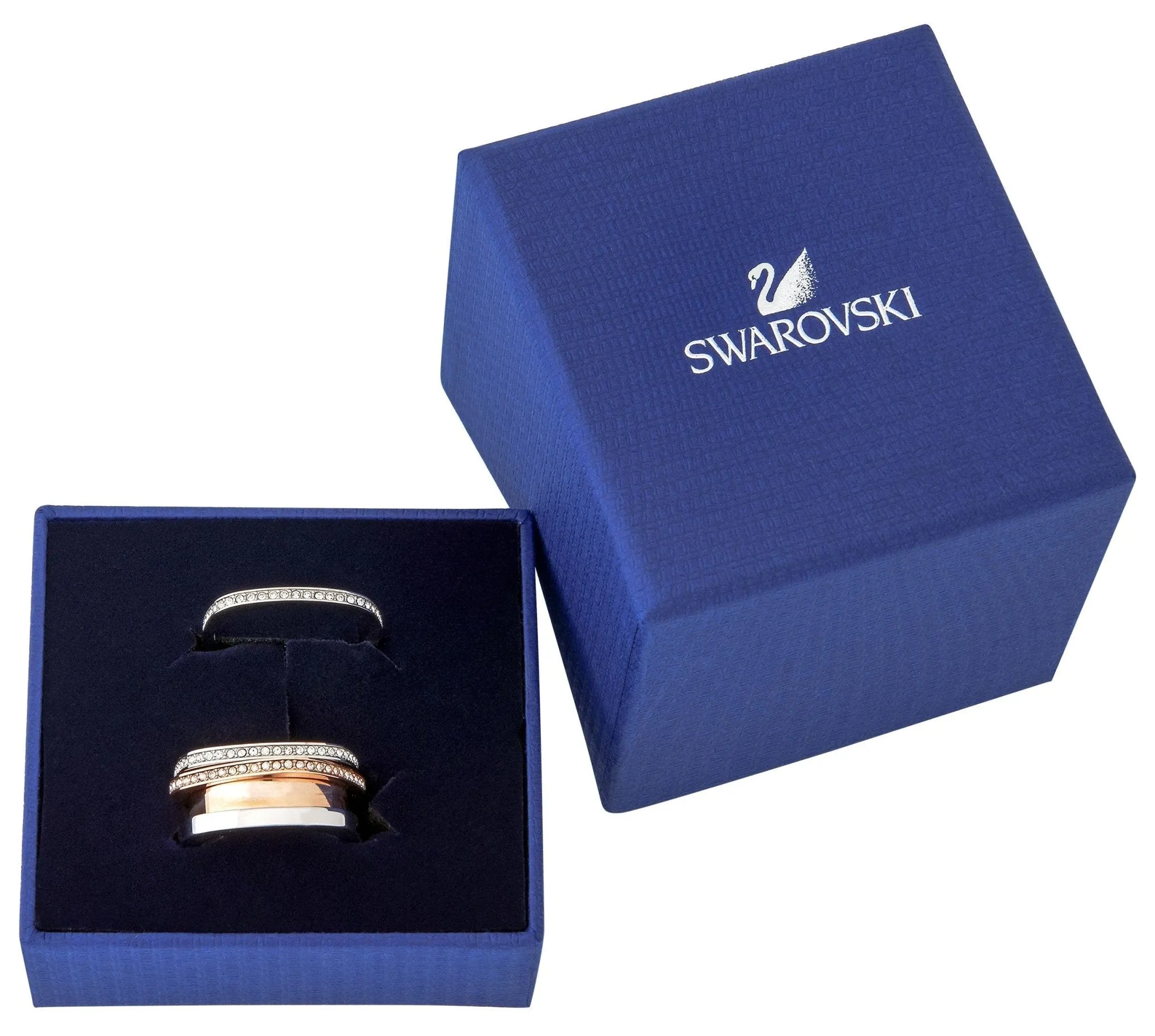 Swarovski Vio Rhodium & Rose Gold Plated Crystals Womens Ring Size 9 / 60 - 5184233