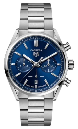 TAG Heuer Carrera Automatic Chronograph Stainless Steel Blue Dial Date Mens Watch CBN2011.BA0642