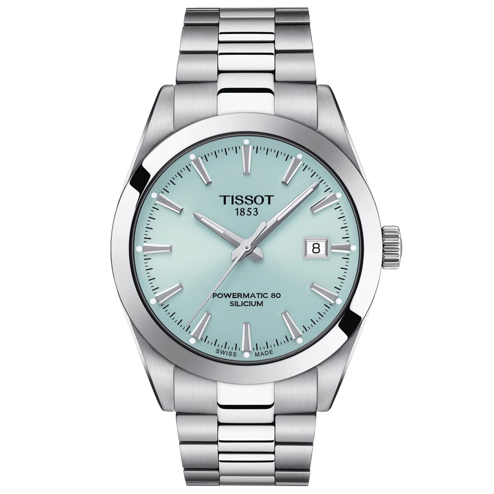 Tissot Gentleman Powermatic 80 Silicium 40mm Ice Blue Dial Automatic Gents Watch T1274071135100