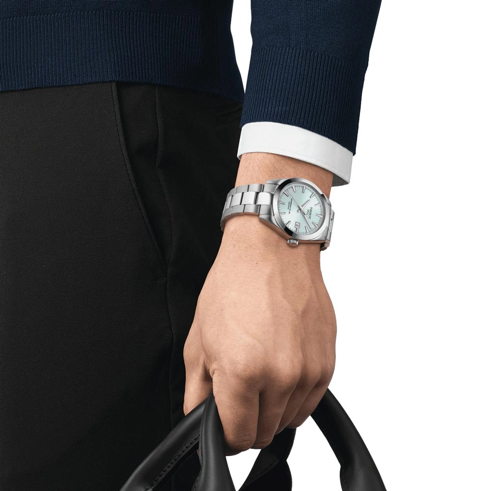 Tissot Gentleman Powermatic 80 Silicium 40mm Ice Blue Dial Automatic Gents Watch T1274071135100