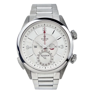 Tudor Heritage Advisor Alarm Stainless Steel 42mm Steel Watch 79620T W/ B&P