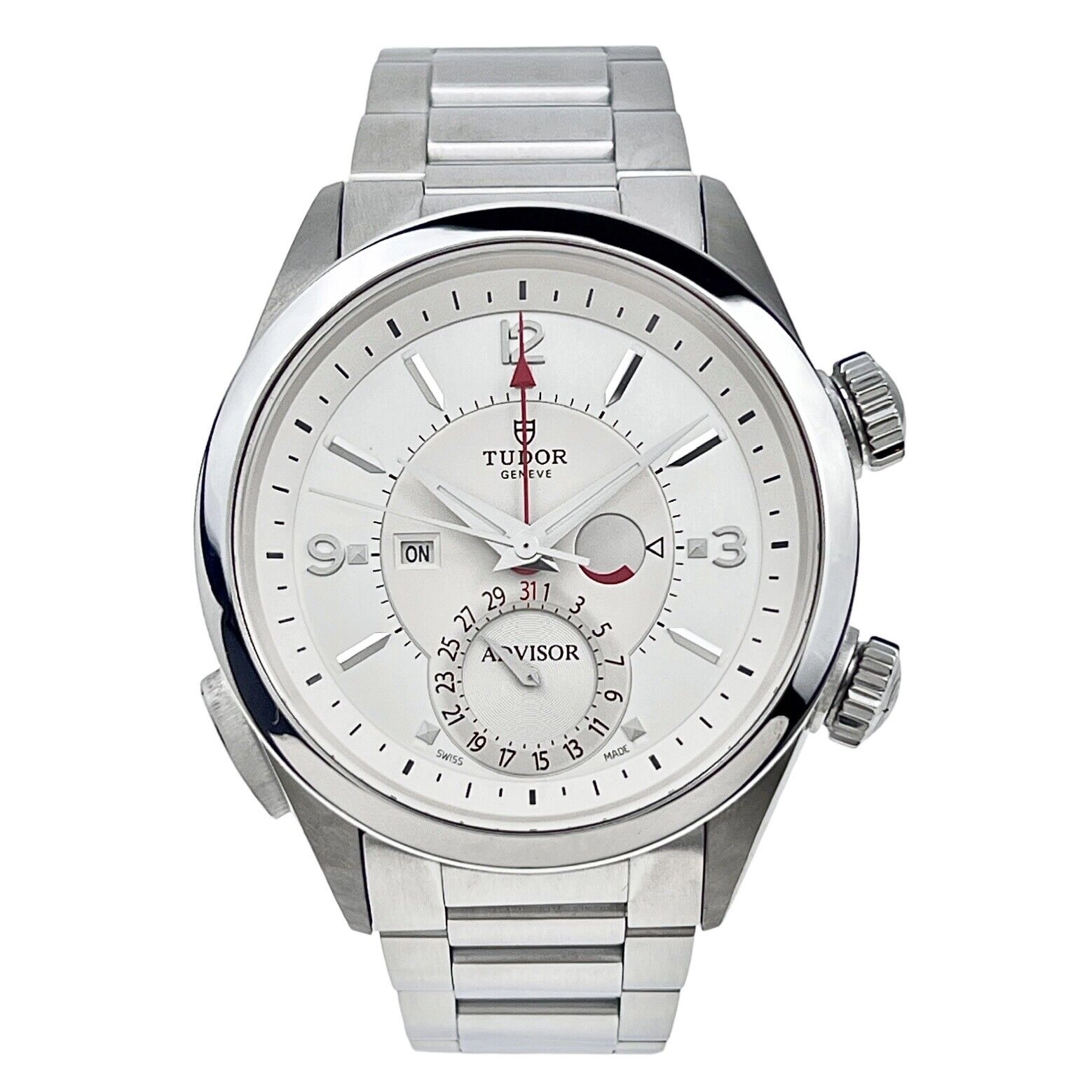 Tudor Heritage Advisor Alarm Stainless Steel 42mm Steel Watch 79620T W/ B&P